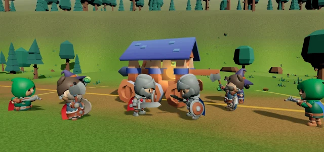 Knight War: koçbaşıyla kale kapısına yürüyen şövalyeler